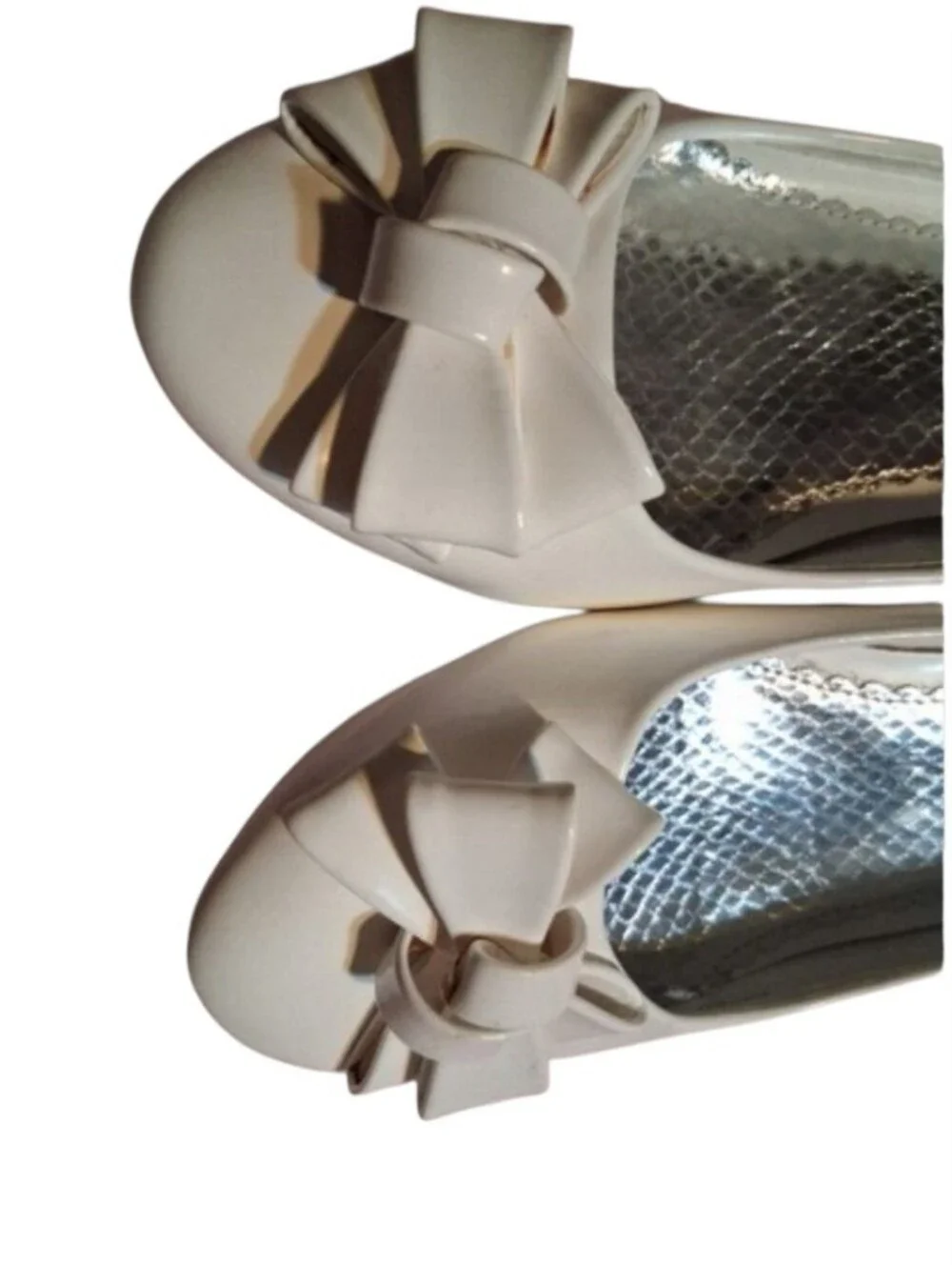 White Bow Low Wedge Dress Shoes Heels Size 5M Youth Kids Special Event GB Girls